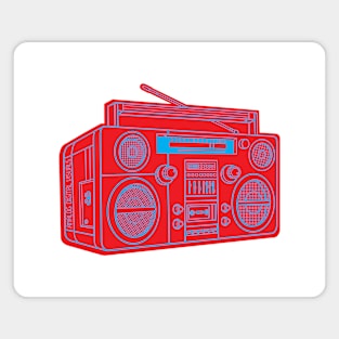 Boombox (Cyan Lines + Red Drop Shadow) Analog / Music Magnet